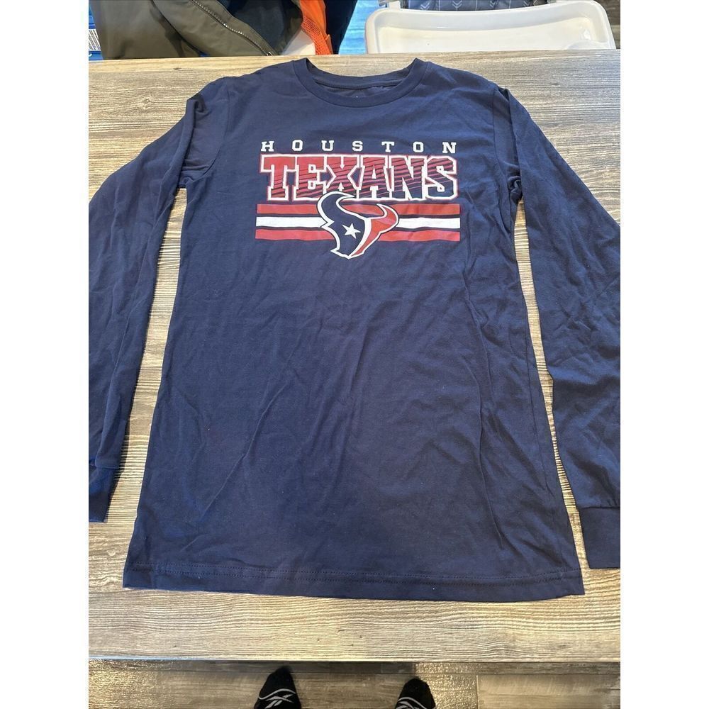 Boys Houston Texans Long Sleeve T-Shirt Size Large(12/14) Navy. NWT. 1